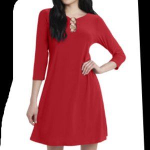 MSK 3/4 Sleeve Red Shift Dress